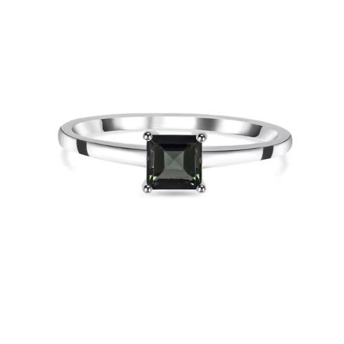 Fencya Black Diamond 4 Prong  Engagement Ring