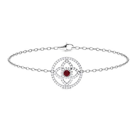 4 Prong Natural Ruby  Diamond Bracelet