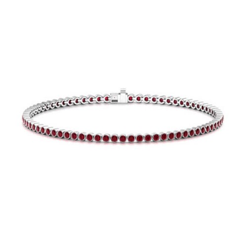 Bezel Set Natural Ruby  Diamond Bracelet