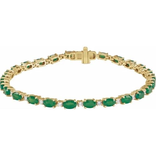 4 Prong Emerald  Diamond Bracelet