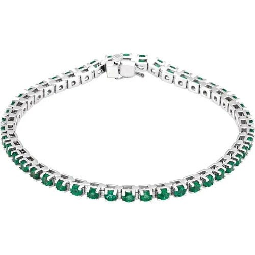 4 Prong 5.52 Carat Emerald  Diamond Bracelet