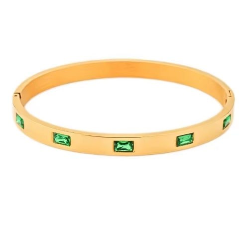 Reyanne Emerald Bezel Set  Diamond Bracelet