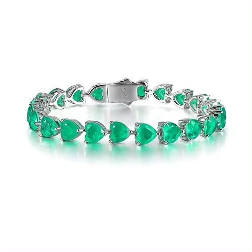 3 Prong Emerald  Diamond Bracelet