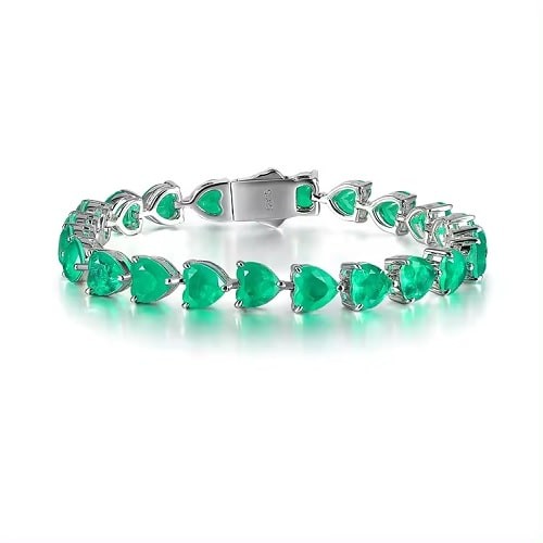 3 Prong Emerald  Diamond Bracelet