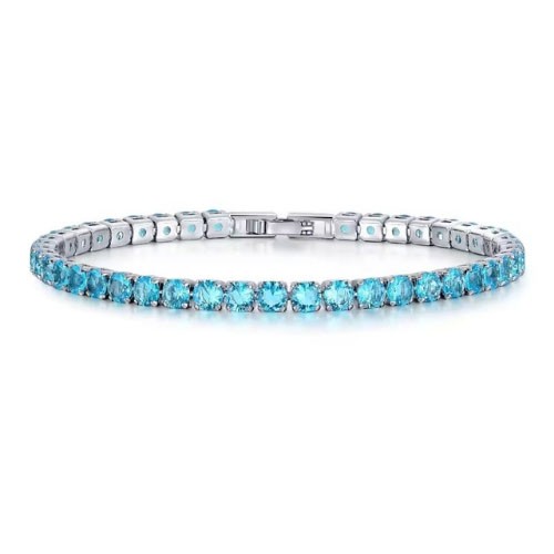 4 Prong 5.00 Carat Aquamarine  Diamond Bracelet