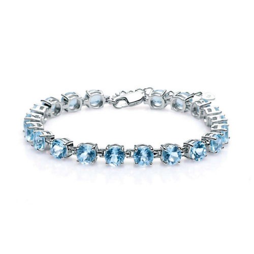 4 Prong 7.00 Carat Aquamarine  Diamond Bracelet