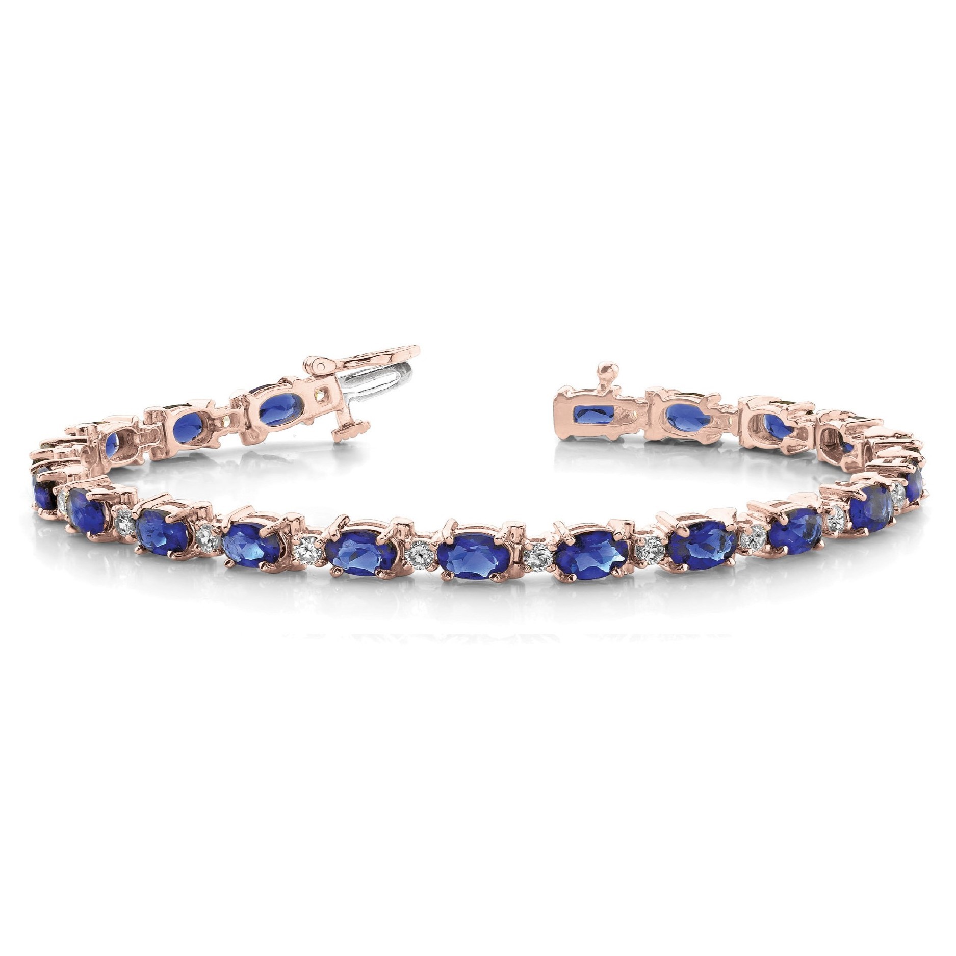 4 Prong Blue Sapphire  Diamond Bracelet