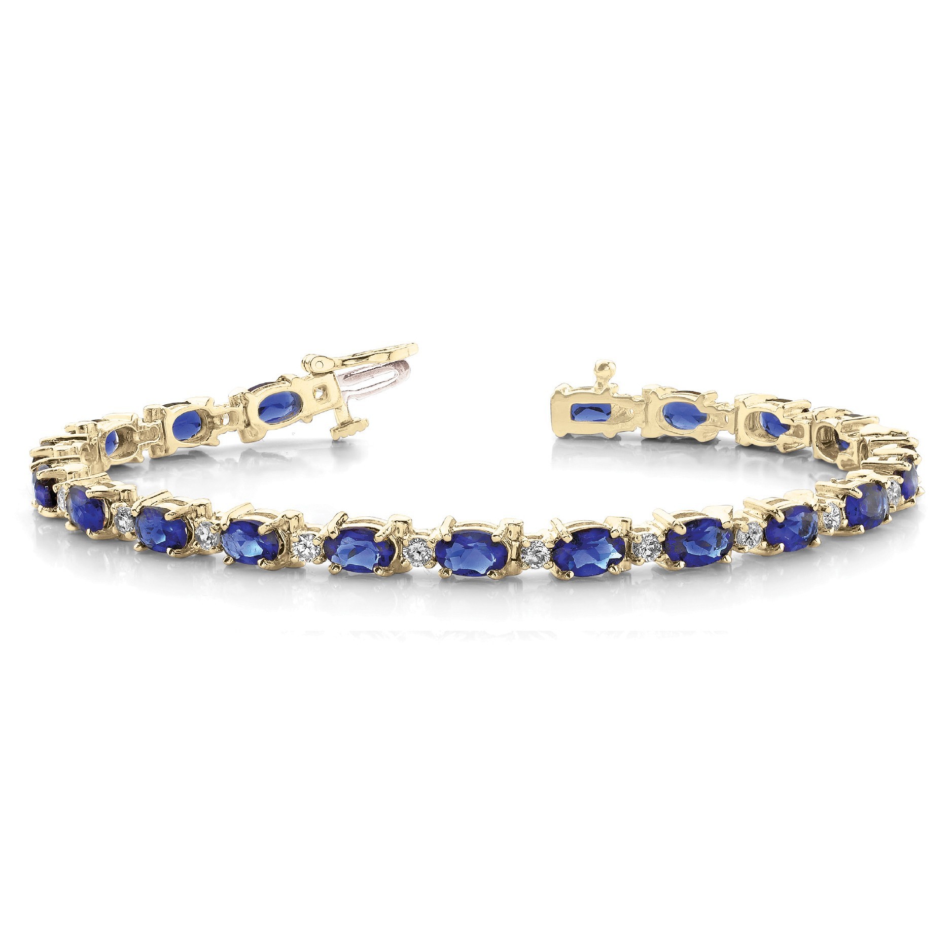4 Prong Blue Sapphire  Diamond Bracelet