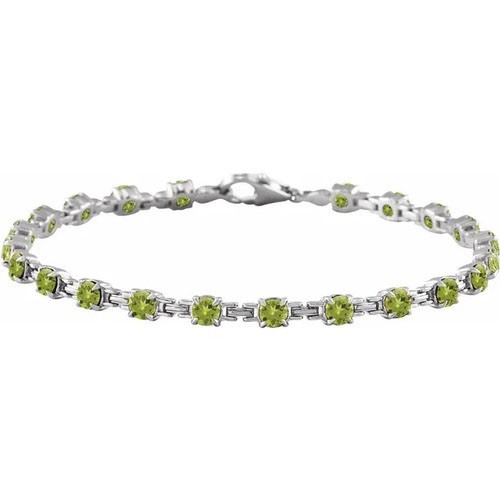 4 Prong 5.30 Carat Peridot  Diamond Bracelet