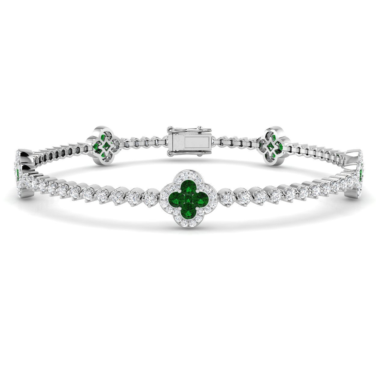 Brooke Emerald Prong Set  Diamond Bracelet