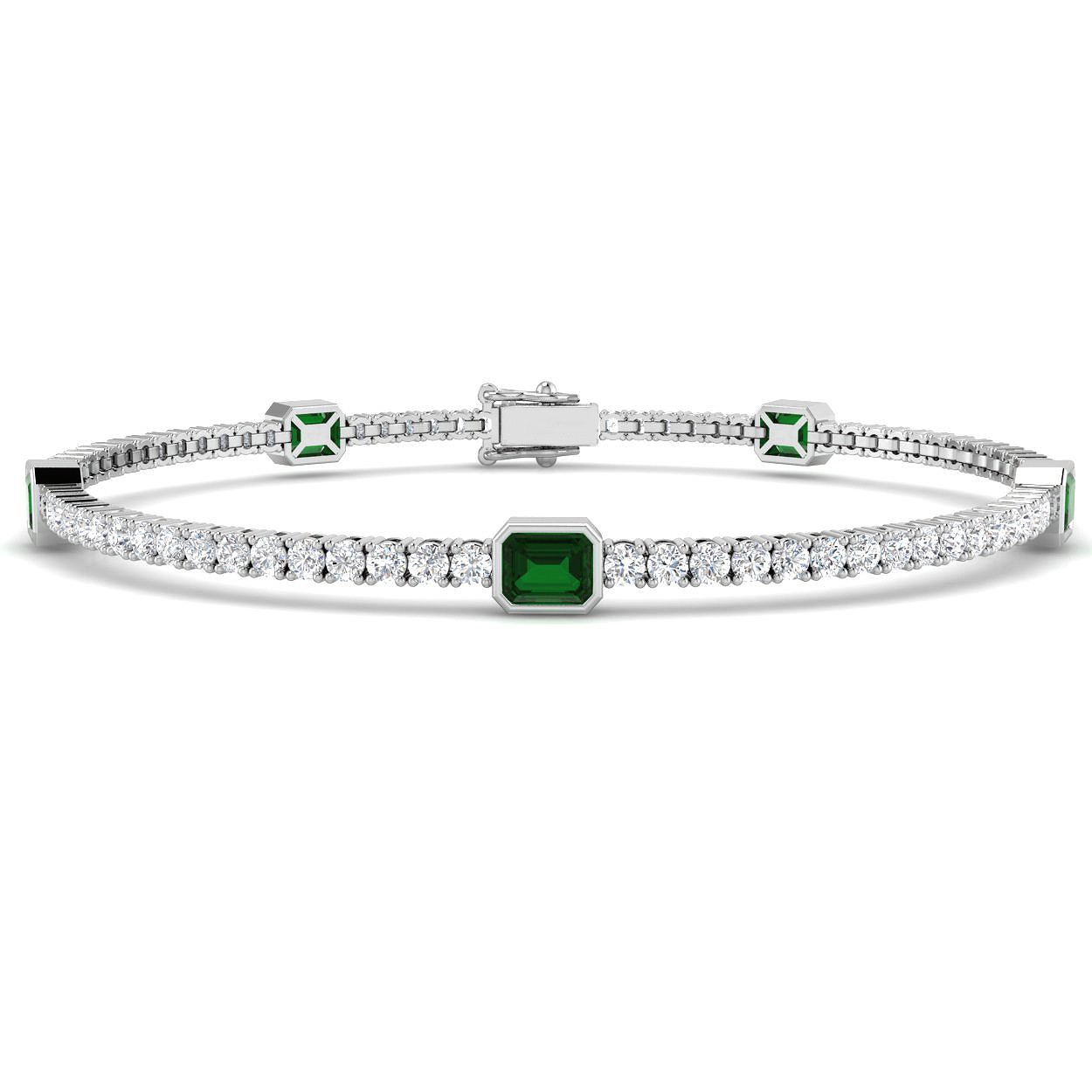Maisy Emerald Prong Set  Diamond Bracelet