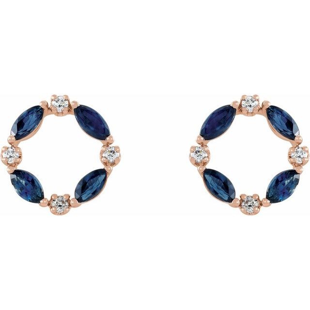 Holey Blue Sapphire Prong Set  Diamond Earrings
