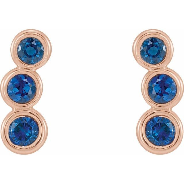 Huetta Blue Sapphire Bezel Set  Diamond Earrings