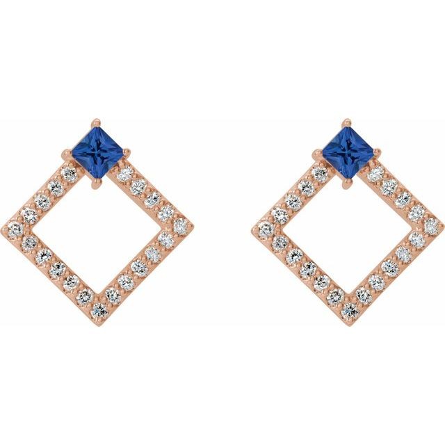 Huette Blue Sapphire 4 Prong Set  Diamond Earrings