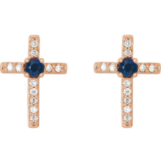 Greta Blue Sapphire 4 Prong Set  Diamond Earrings