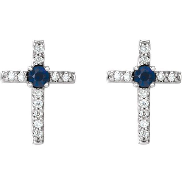 Greta Blue Sapphire 4 Prong Set  Diamond Earrings