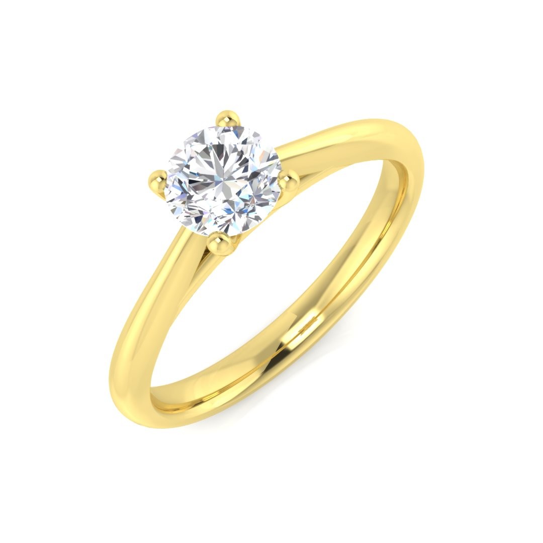 4 Prong Set Natural Engagement Diamond Ring
