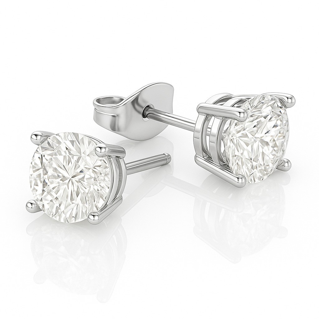 4 Prong Natural  Diamond Earrings