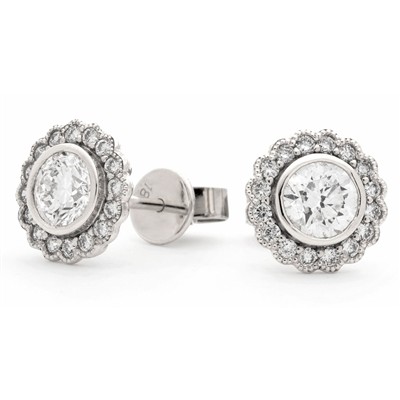 Bezel 0.10 - 3.00 Carat Natural  Diamond Earrings