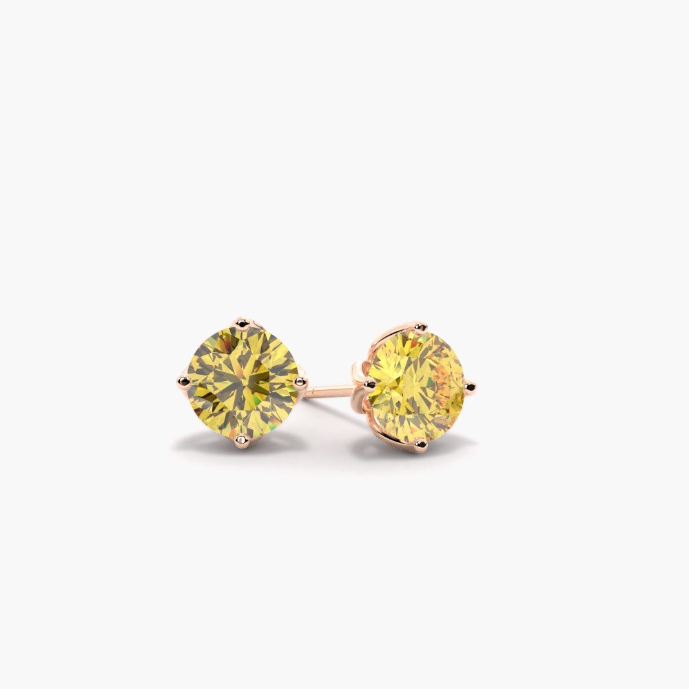 Heidi Yellow 4 Prong Set  Diamond Earrings