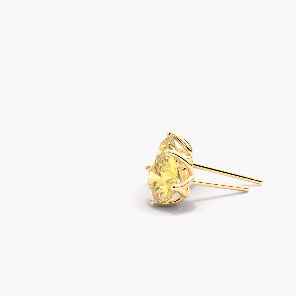 Heidi Yellow 4 Prong Set  Diamond Earrings