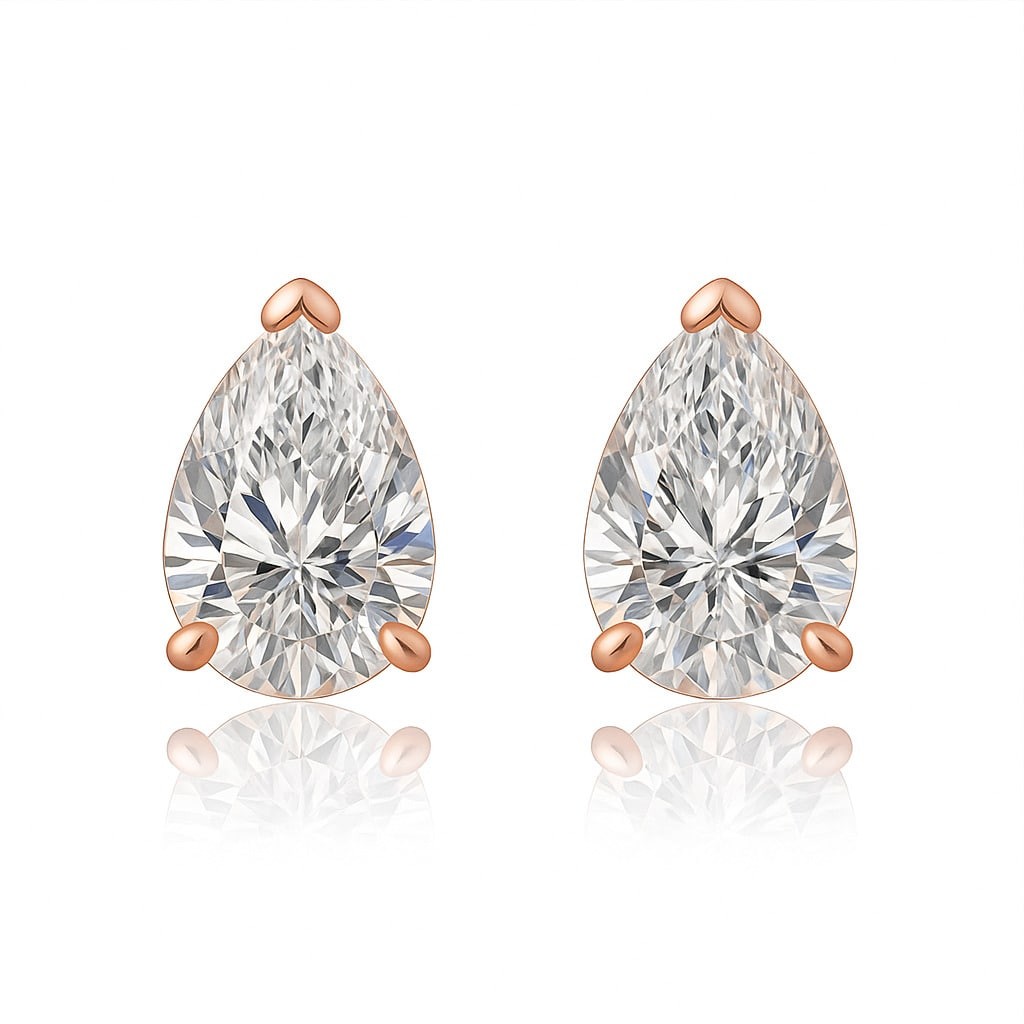 3 Prong Natural  Diamond Earrings