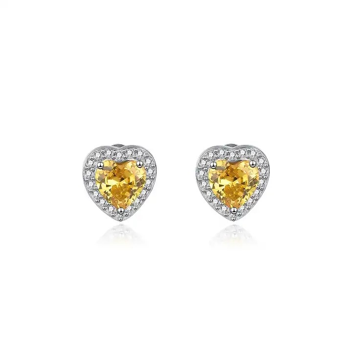 3 Prong Yellow  Diamond Earrings