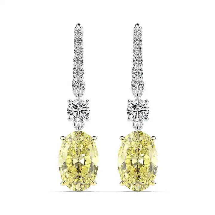 4 Prong Set Yellow  Diamond Earrings