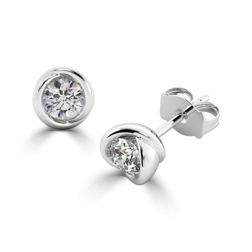 Jazlynn Natural Half Bezel  Diamond Earrings