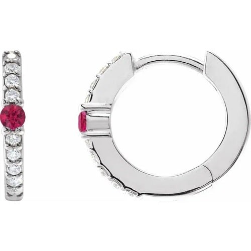 Hollyn Natural Ruby 4 Prong Set  Diamond Earrings