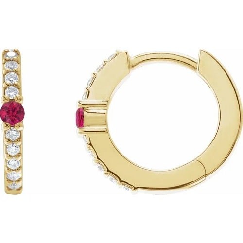 Hollyn Natural Ruby 4 Prong Set  Diamond Earrings