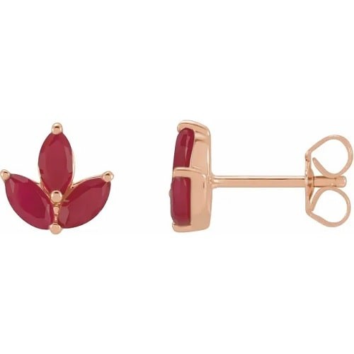 Hariea Natural Ruby Prong Set  Diamond Earrings