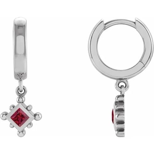 Hollyanne Natural Ruby Bezel Set  Diamond Earrings