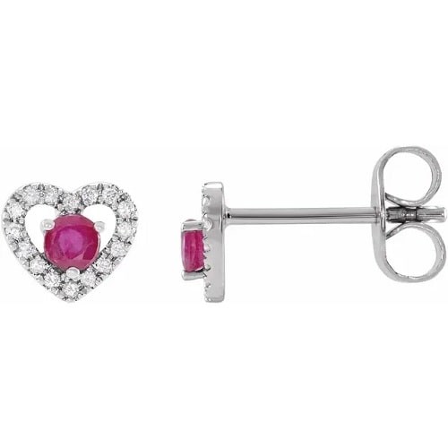 Harly Natural Ruby 3 Prong  Diamond Earrings