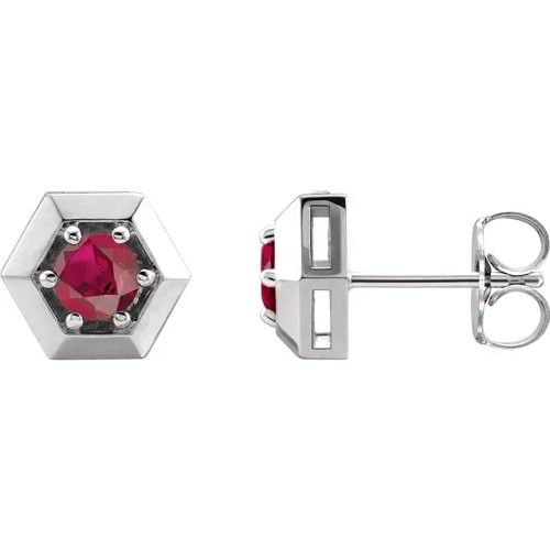 Hrystyna Natural Ruby 6 Prong  Diamond Earrings