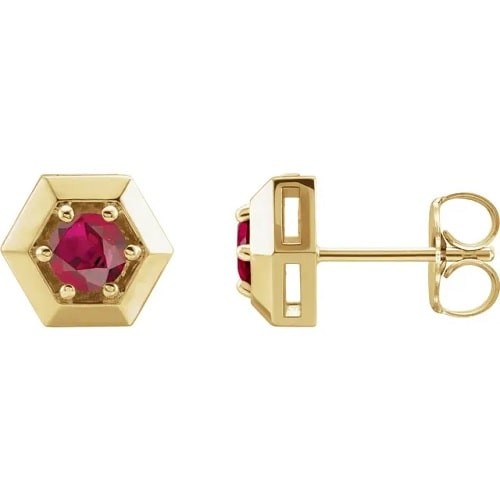 Hrystyna Natural Ruby 6 Prong  Diamond Earrings