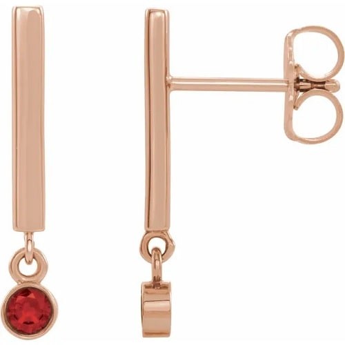 Hillarie Natural Ruby Bezel Set  Diamond Earrings