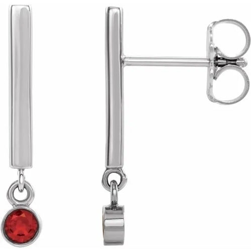 Hillarie Natural Ruby Bezel Set  Diamond Earrings