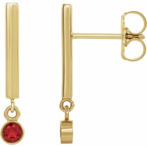 Hillarie Natural Ruby Bezel Set  Diamond Earrings