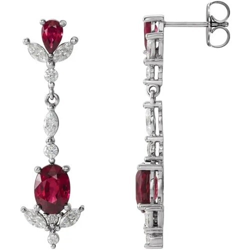 Heleanor Natural Ruby 4 Prong Set  Diamond Earrings