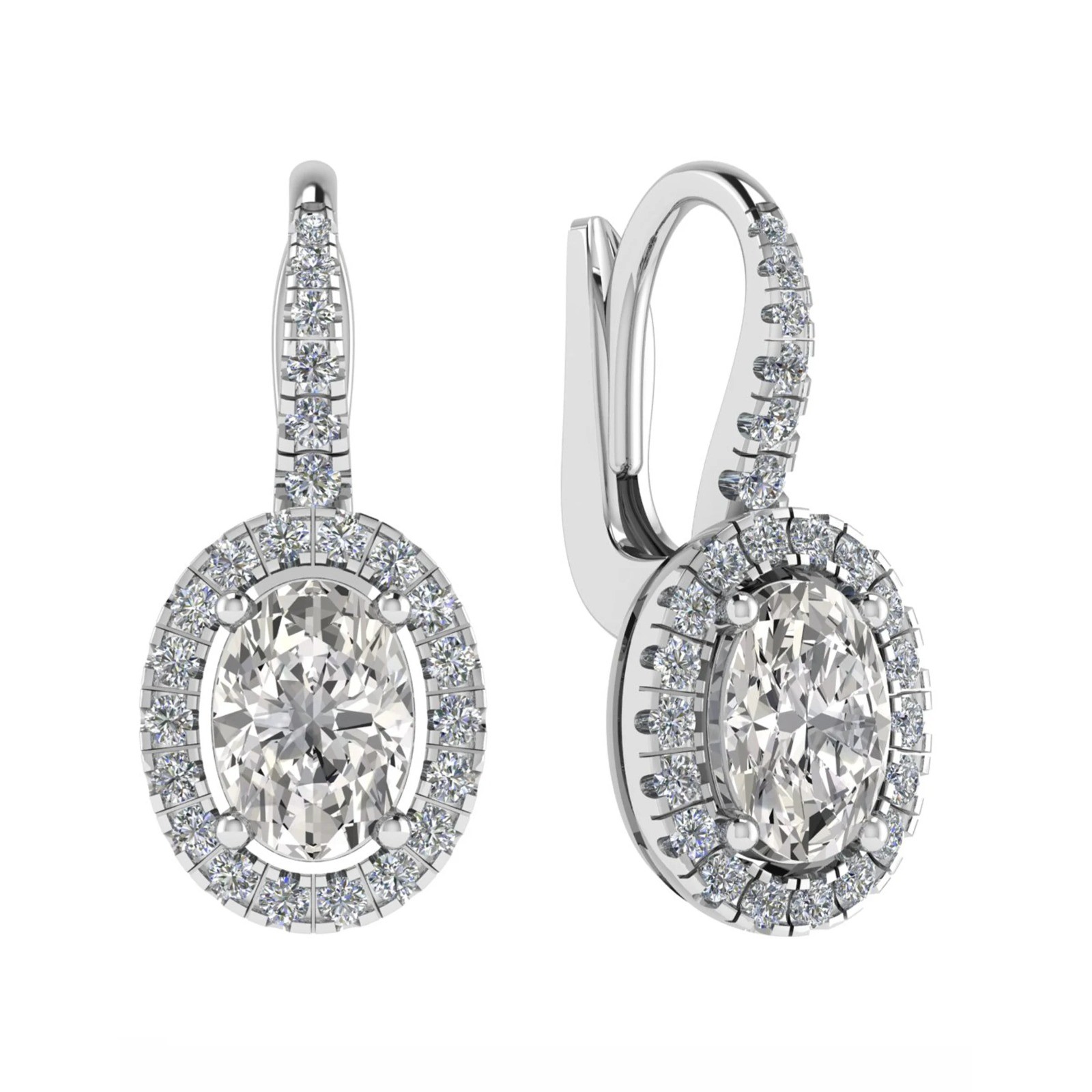 4 Prong 1.00 - 2.50 Carat Natural  Diamond Earrings