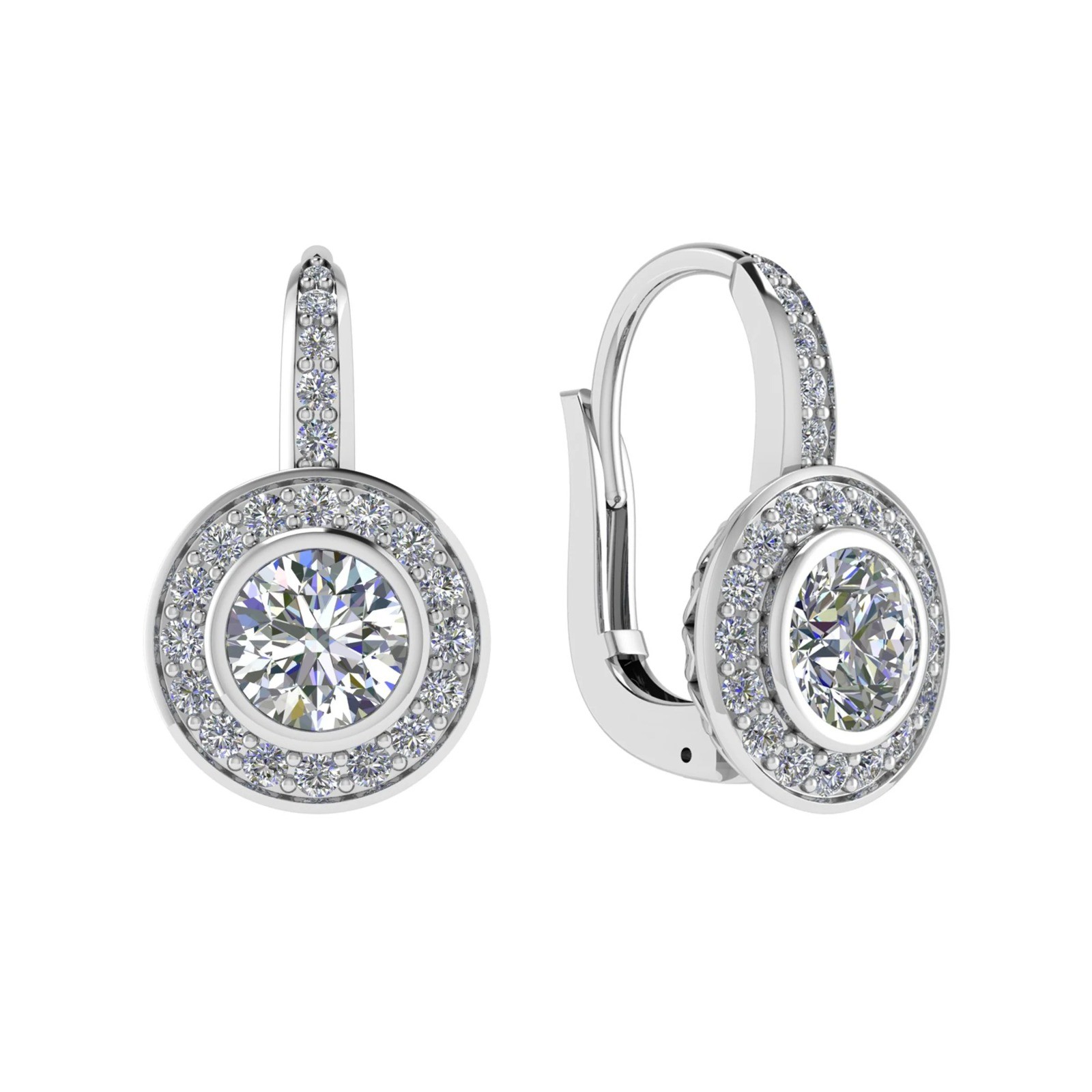Bezel Set 0.50 - 2.00 Carat Natural  Diamond Earrings