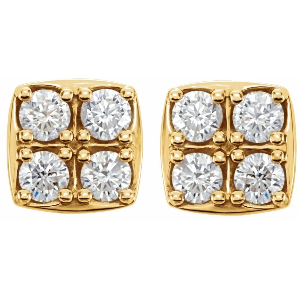 Fantasia Natural 4 Prong Set  Diamond Earrings