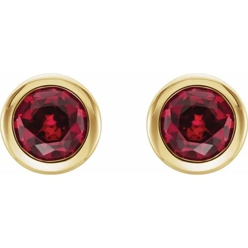 Holliston Natural Ruby Bezel Set  Diamond Earrings