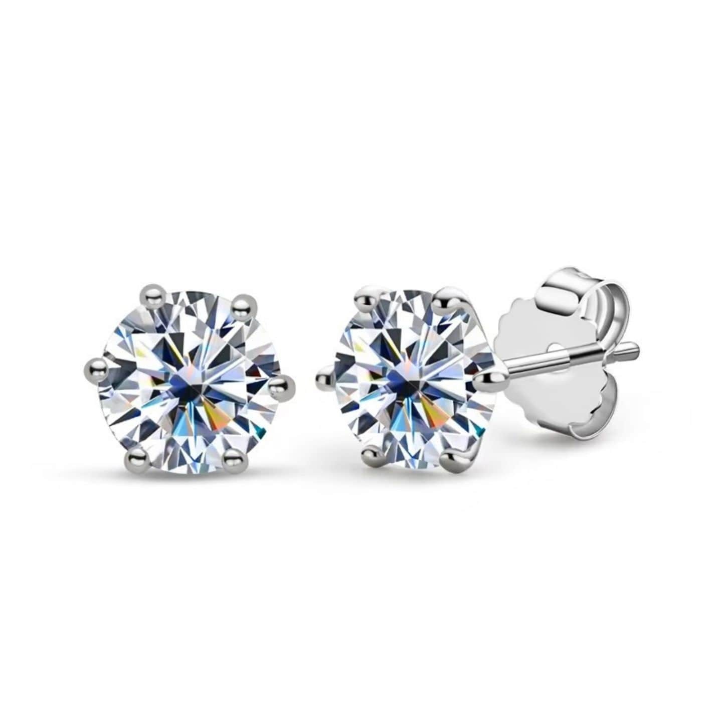 6 Prong Natural  Diamond Earrings