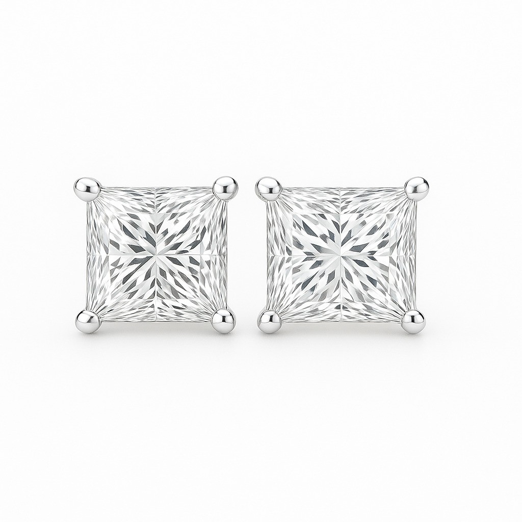 4 Prong Natural  Diamond Earrings