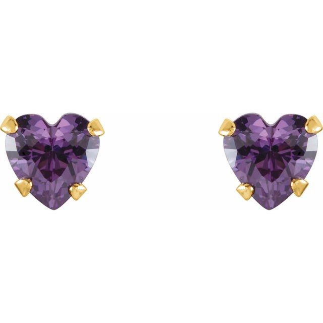 Rhea Amethyst 4 Prong  Diamond Earrings