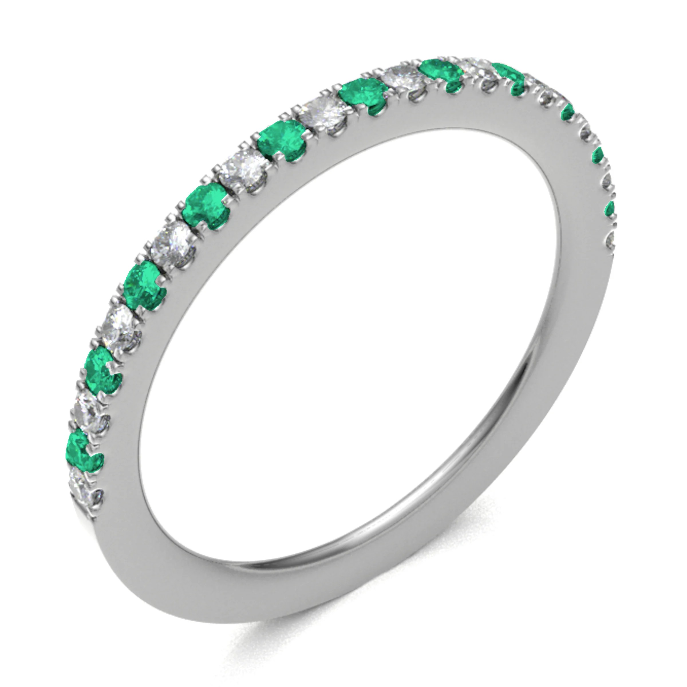 Eana Emerald Micro Pave Set  Diamond Ring