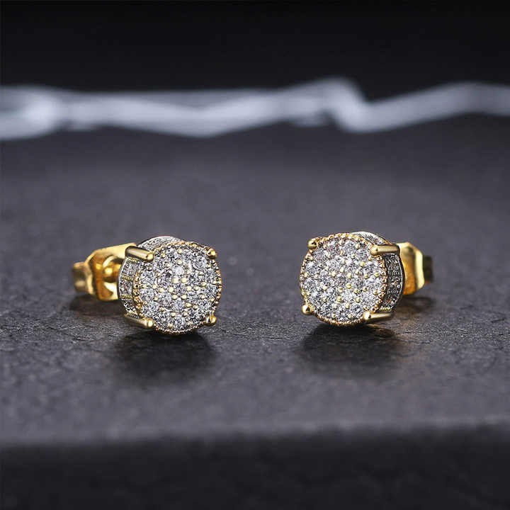 Ren Round Natural Pave Set  Diamond Earrings