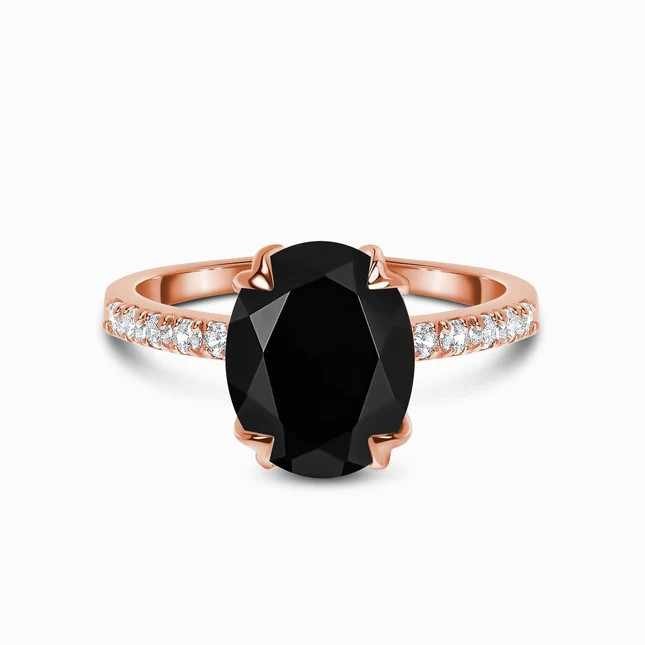 4 Prong Black Diamond  Engagement Ring